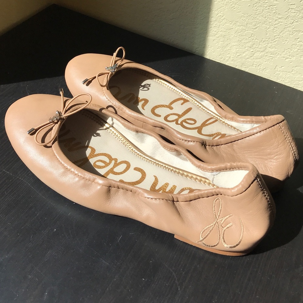 Sam Edelman Felicia Leather Ballerina Flats Tan